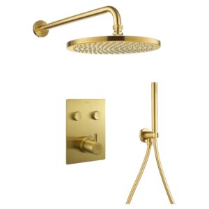 Flova Levo GoClick 2 Outlet Shower Pack with Handset Kit Square Brushed Gold