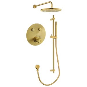 Flova Levo GoClick 2 Outlet Shower Pack with Sliderail Kit Round Brushed Gold