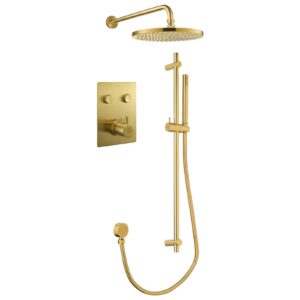 Flova Levo GoClick 2 Outlet Shower Pack with Sliderail Kit Square Brushed Gold