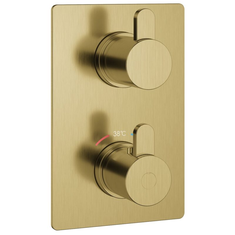 Flova Smart Square SmartBOX Shower Valve Finishing Set Brushed Brass