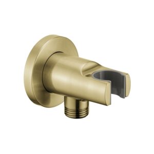 Flova Wall Outlet with Handset Holder Round Brushed Brass