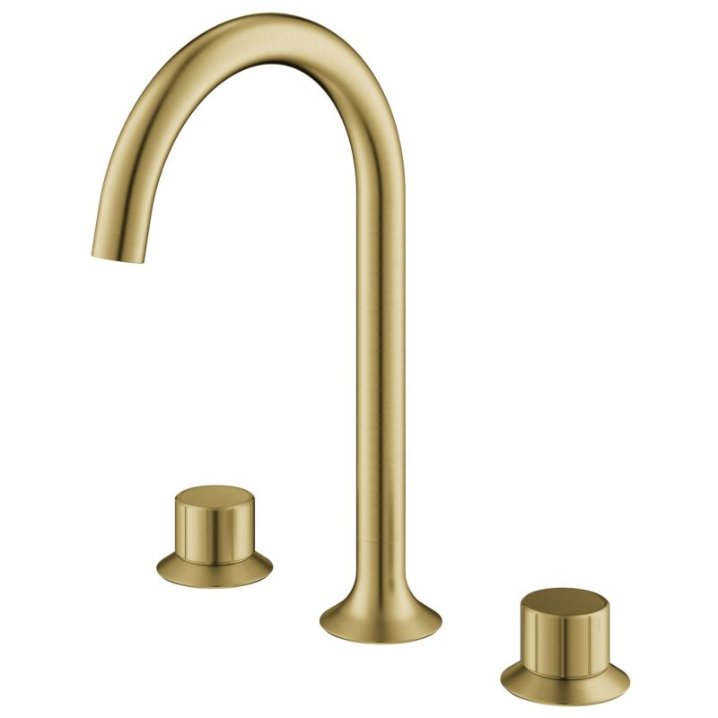 Flova Moonlight 3-Hole Deck Mounted Basin Mixer Brushed Brass