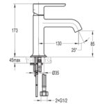 Flova Moonlight 170mm Single Lever Basin Mixer Brushed Brass