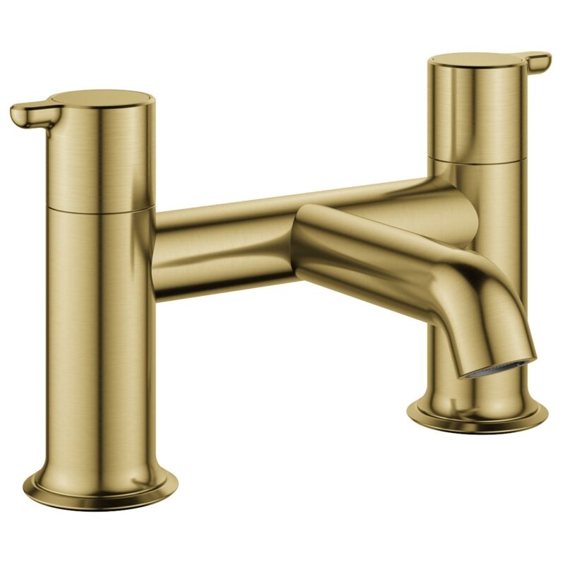 Flova Moonlight 2-Hole Deck Mounted Bath Filler Brushed Brass