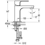 Flova Smart 147mm Single Lever Basin Mixer Brushed Brass