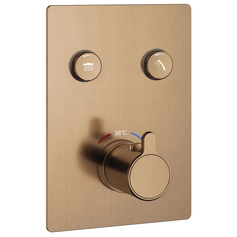 Flova Moonlight Square 2-Outlet GoClick Shower Finishing Set Brushed Bronze