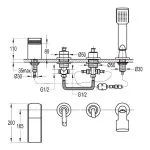 Flova Cascade 4-Piece Bath Shower Mixer with Handset & Hose