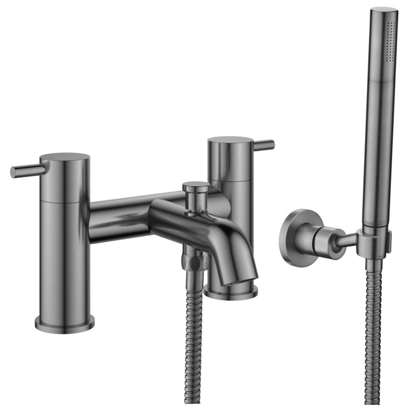 Flova Levo 2-Hole Deck Mounted Bath Shower Mixer Gun Metal