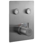 Flova Levo Square 2-Outlet GoClick Shower Valve Finishing Set Gun Metal