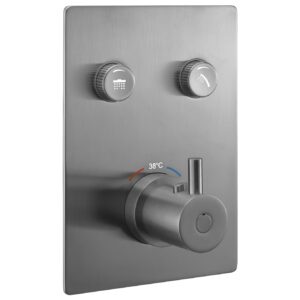 Flova Levo Square 2-Outlet GoClick Shower Valve Finishing Set Gun Metal