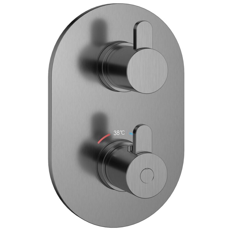 Flova Smart Round SmartBOX Shower Valve Finishing Set Gun Metal