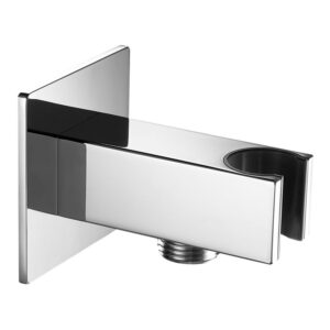 Flova Square Wall Outlet Elbow with Handset Holder Chrome