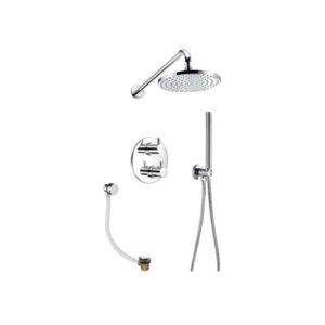 Flova Levo Round Shower Set with Fixed Head, Handshower & Overflow Filler