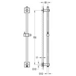 Flova Slide Rail with Integral Wall Outlet Square Plate Chrome