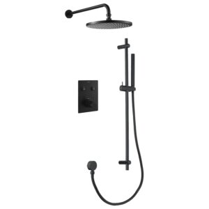 Flova GoClick Square Shower Set with Slide Rail Kit Matt Black