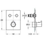 Flova Moonlight Square 2-Outlet GoClick Shower Finishing Set Chrome