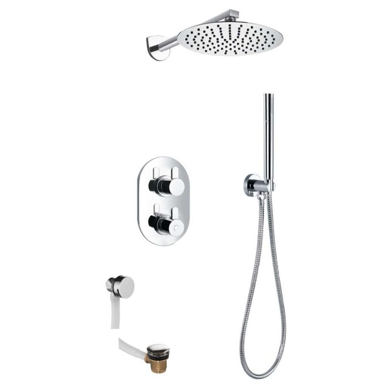 Flova Smart Shower Set with Fixed Head, Handshower & Overflow Filler Chrome