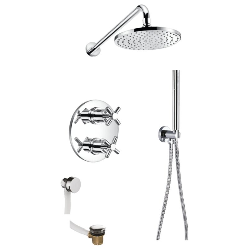 Flova XL Shower Set with Fixed Head, Handshower & Overflow Filler