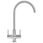 Franke Hestia J-Spout Twin Lever Sink Mixer Tap Decor Steel