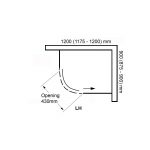 Aquaglass  Frameless 1200x900mm Offset Quadrant LH