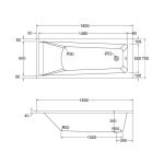 Aquabathe Atlanta 1600x700mm Tungstenite Bath