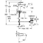 Grohe Bauedge Basin Mixer with Pop-Up Waste M-Size 23759