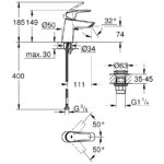 Grohe Eurosmart S-Size Angled Basin Mixer with Push Waste 23968