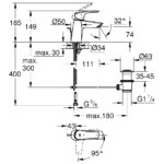 Grohe Eurosmart Angled S-Size Basin Mixer with Pop Up Waste 23969