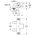 Grohe Grohtherm 2000 Thermostatic Bath/Shower Mixer 34176