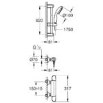 Grohe Grohtherm 1000 Thermostatic Shower Set, 600mm Rail 34820