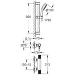 Grohe Grohtherm 1000 Performance Shower Set, 900mm Rail