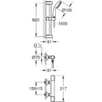 Grohe Grohtherm 500 Low Pressure Bar Shower Mixer with Kit