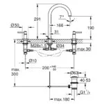 Grohe Atrio 3 Hole Basin Mixer M-Size 20009 Brushed Graphite