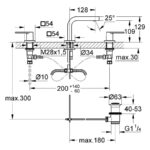 Grohe Quadra Three-Hole Basin Mixer Tap 1/2" Small 20306