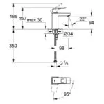 Grohe Eurocube Basin Mixer Smooth Body 1/2" Small 23392