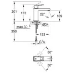 Grohe Eurocube Basin Mixer Smooth Body 1/2" Medium 23446