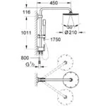 Grohe Rainshower 210 Wall Shower System with Diverter 27058