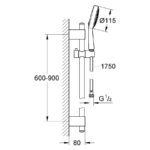 Grohe Power&Soul Cosmopolitan 115 Shower Rail Set 2 Sprays 27755