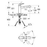 Grohe Eurodisc Cosmopolitan Sink Mixer with Pull Out 1/2" 32257