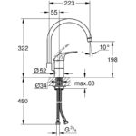 Grohe Euroeco Sink Mixer High Spout 1/2" 32752