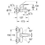 Grohe Eurostyle Cosmopolitan Wall Bath/Shower Mixer 1/2" 33591