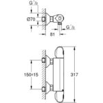 Grohe Grohtherm 1000 Thermostatic Shower Mixer 1/2" 34438 Chrome