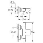 Grohe Grohtherm Cube Wall Bath/Shower Mixer 1/2" 34508