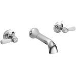 Hudson Reed White Topaz Lever Wall Bath Spout & Stop Taps Hex