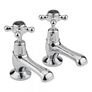 Hudson Reed Black Topaz Crosshead Basin Taps Dome