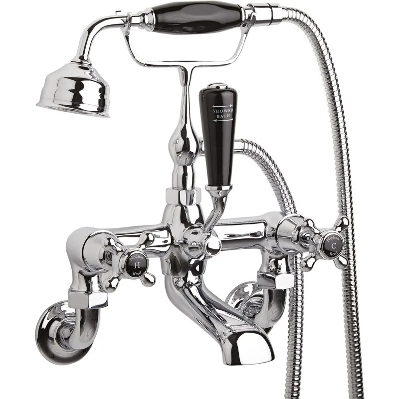 Hudson Reed Black Topaz Crosshead Wall Bath Shower Mixer Dome