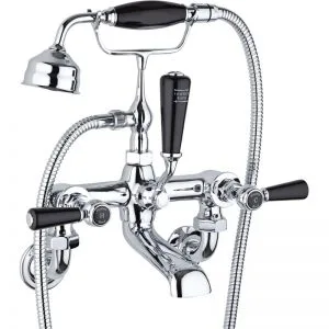 Hudson Reed Black Topaz Lever Wall Bath Shower Mixer Hex