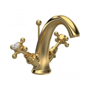 Hudson Reed Topaz Crosshead Hex Mono Basin Mixer Brushed Brass