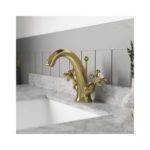 Hudson Reed Topaz Crosshead Hex Mono Basin Mixer Brushed Brass