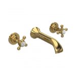 Hudson Reed Topaz Crosshead Hex Wall Basin Mixer Brushed Brass